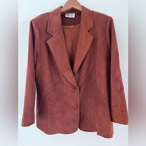 Maggie Sweet Vintage Loose Tank Minimalist Faux Suede Tank and Blazer Set Size M